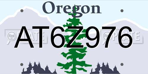 AT6Z976 Oregon License Plate