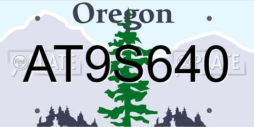 AT9S640 Oregon License Plate
