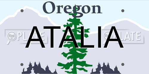 ATALIA Oregon License Plate