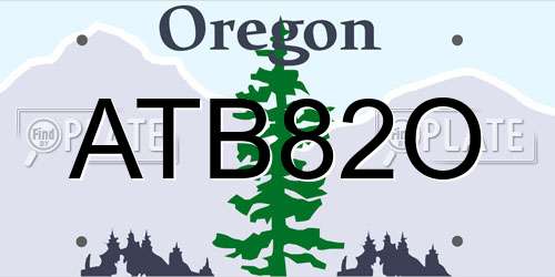 ATB82O Oregon License Plate