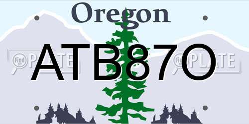 ATB87O Oregon License Plate