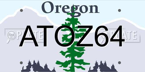 ATOZ64 Oregon License Plate