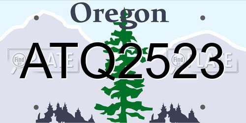 ATQ2523 Oregon License Plate