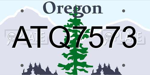 ATQ7573 Oregon License Plate