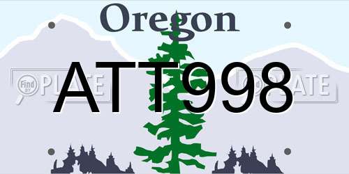 ATT998 Oregon License Plate