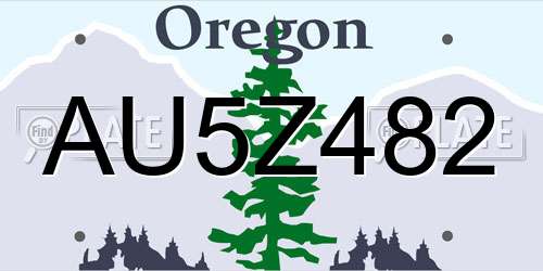 AU5Z482 Oregon License Plate