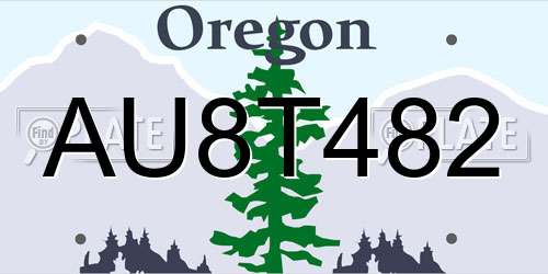 AU8T482 Oregon License Plate