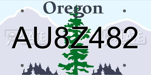 AU8Z482 Oregon License Plate