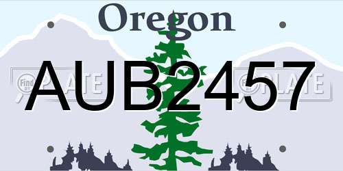 AUB2457 Oregon License Plate