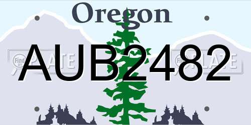 AUB2482 Oregon License Plate