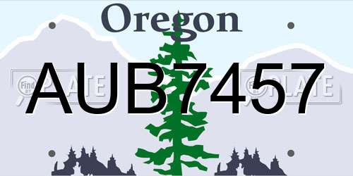 AUB7457 Oregon License Plate