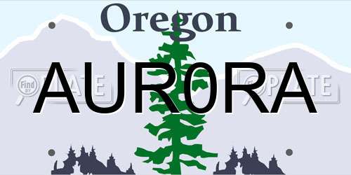 AUR0RA Oregon License Plate