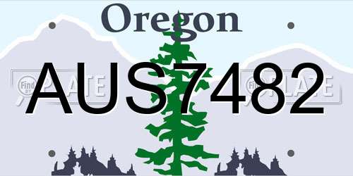 AUS7482 Oregon License Plate