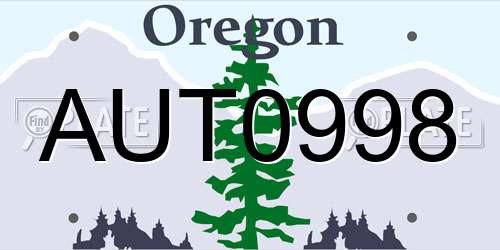 AUT0998 Oregon License Plate