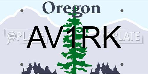 AV1RK Oregon License Plate