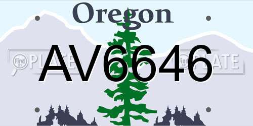 AV6646 Oregon License Plate