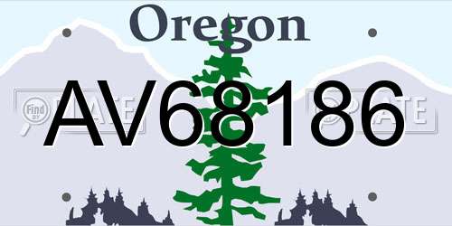 AV68186 Oregon License Plate