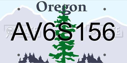 AV6S156 Oregon License Plate