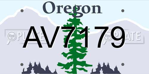 AV7179 Oregon License Plate
