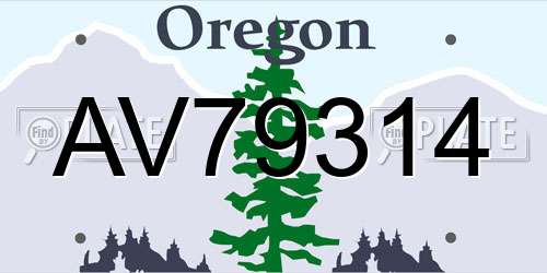 AV79314 Oregon License Plate