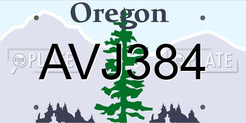 AVJ384 Oregon License Plate