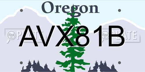 AVX81B Oregon License Plate