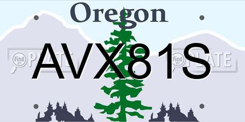 AVX81S Oregon License Plate