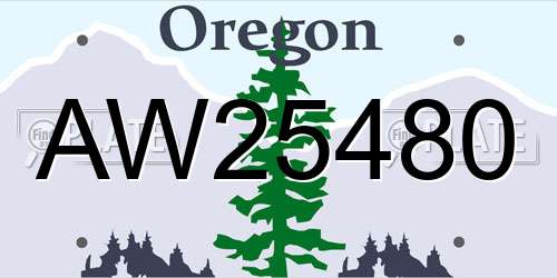AW25480 Oregon License Plate
