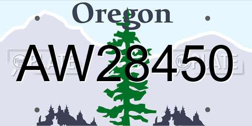 AW28450 Oregon License Plate