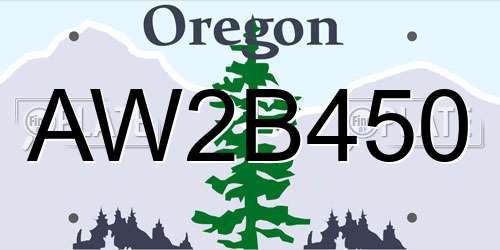 AW2B450 Oregon License Plate
