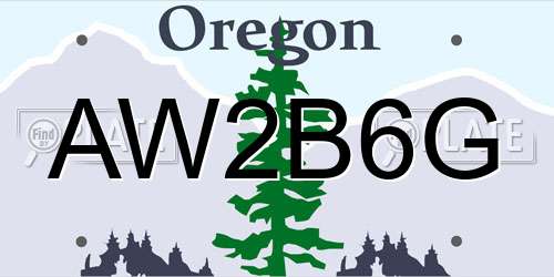 AW2B6G Oregon License Plate