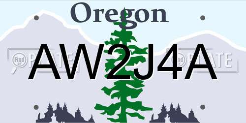 AW2J4A Oregon License Plate