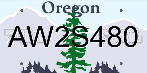AW2S480 Oregon License Plate