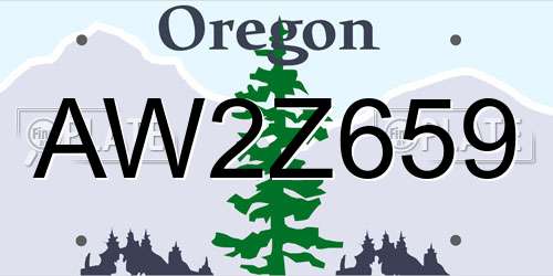 AW2Z659 Oregon License Plate