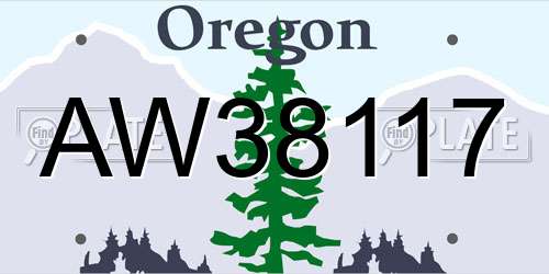 AW38117 Oregon License Plate