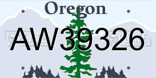 AW39326 Oregon License Plate