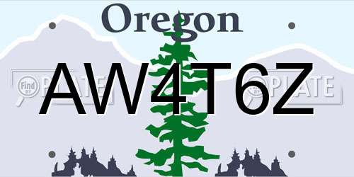 AW4T6Z Oregon License Plate