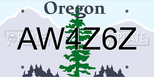AW4Z6Z Oregon License Plate