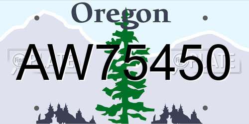 AW75450 Oregon License Plate