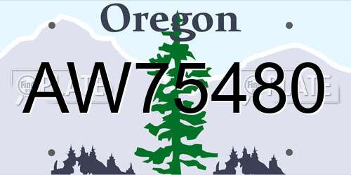 AW75480 Oregon License Plate