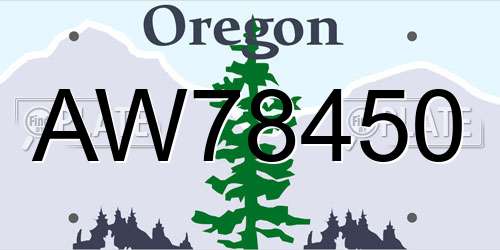 AW78450 Oregon License Plate