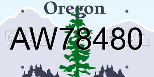 AW78480 Oregon License Plate