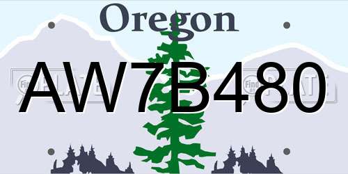 AW7B480 Oregon License Plate