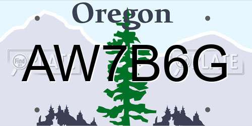 AW7B6G Oregon License Plate