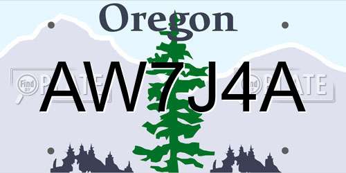 AW7J4A Oregon License Plate