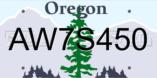 AW7S450 Oregon License Plate