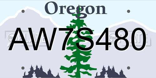 AW7S480 Oregon License Plate