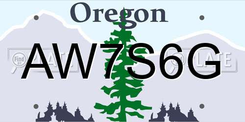 AW7S6G Oregon License Plate