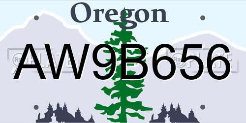 AW9B656 Oregon License Plate