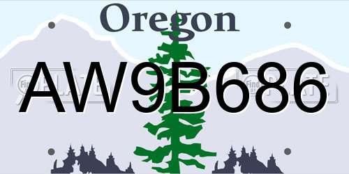 AW9B686 Oregon License Plate